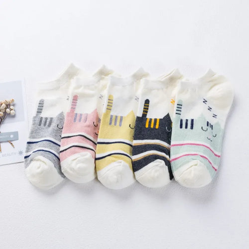 5 Pares de Calcetines para Mujer - Gatos Lindos y Diverti