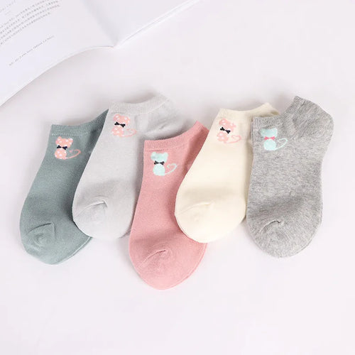 5 Pares de Calcetines para Mujer - Gatos Lindos y Diverti