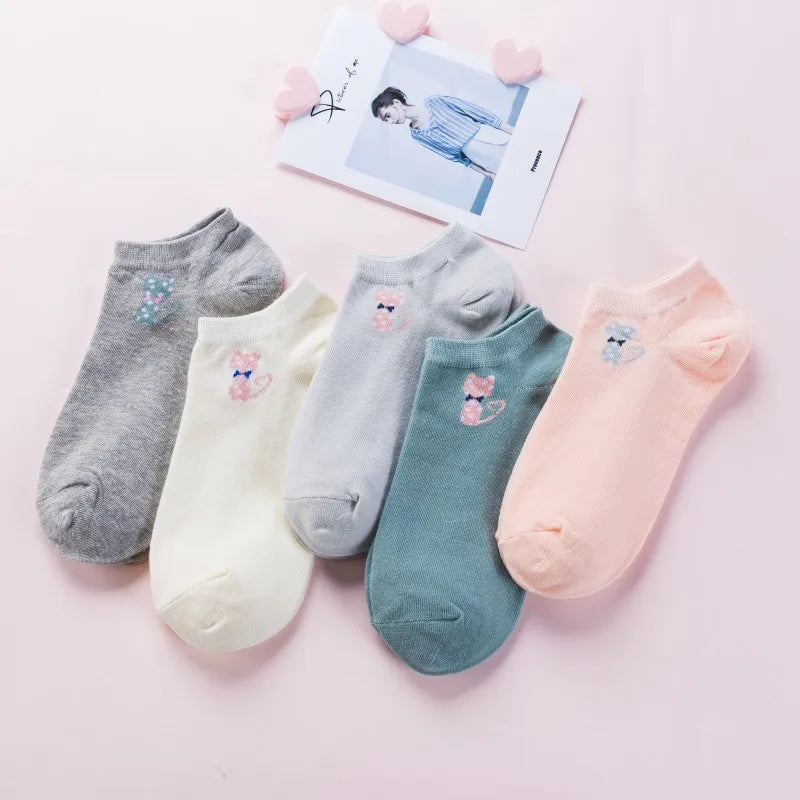 5 Pares de Calcetines para Mujer - Gatos Lindos y Diverti