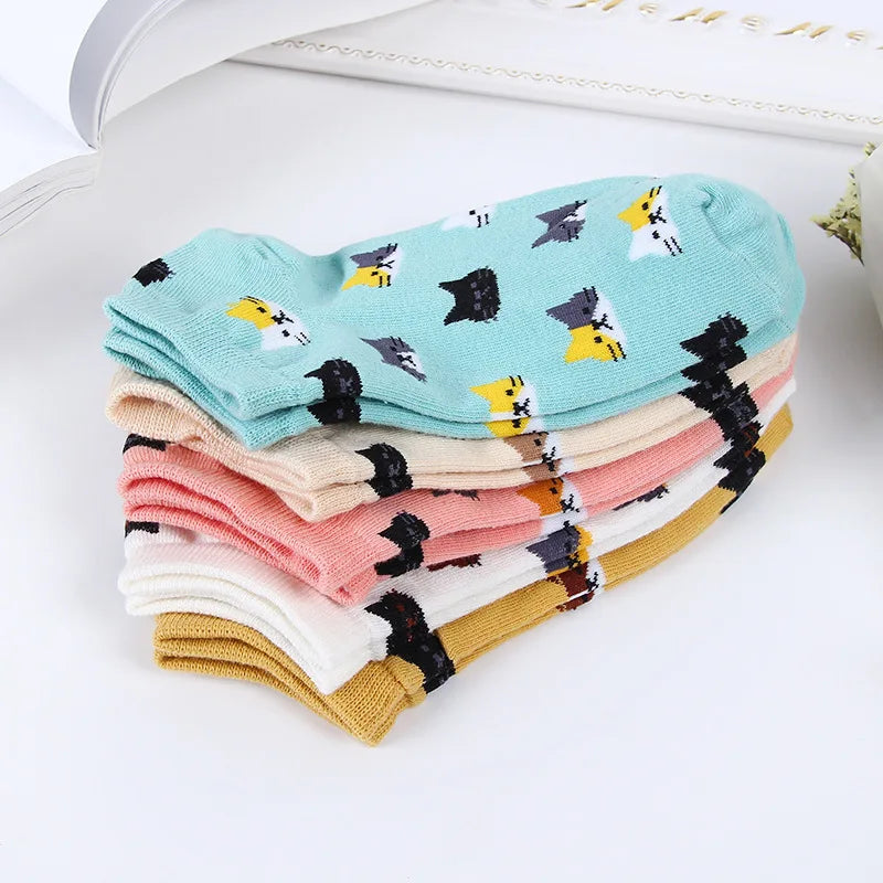 5 Pares de Calcetines para Mujer - Gatos Lindos y Diverti
