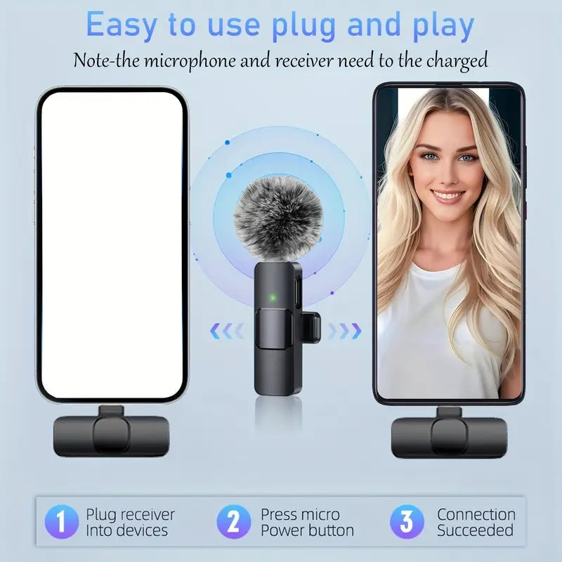 Professional Wireless Lavalier Microphone – Omnidirectional - Pink